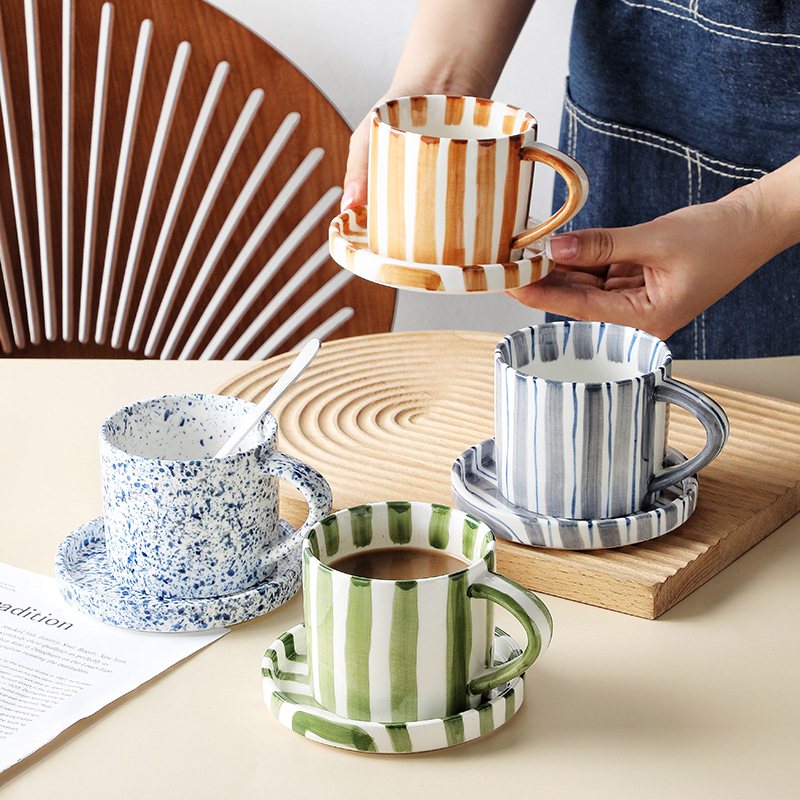 Nordic stripe ceramic cup collection